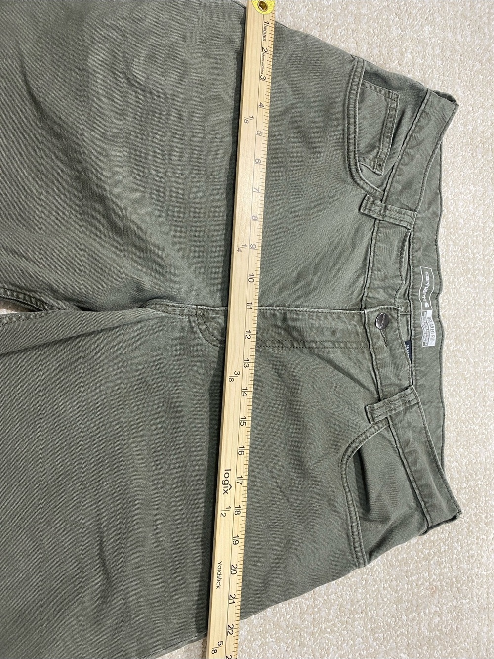 Carhartt Men's Olive Green Straight Fit Work Pants Size 36/34 straight cut relax - Picture 14 of 16